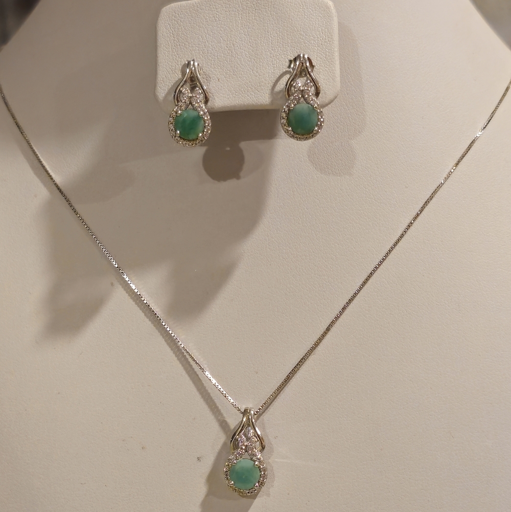 Emerald Jewelry Set , 925 Sterlung Silver